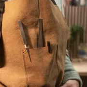 Tablier en cuir de daim souple avec poche - pour bijoutier - Marron x1