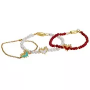 Perle coeur 12.5x10 mm avec résine époxy - Doré à l'or fin - Rouge x1