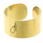 Bague large 10 mm réglable avec anneau ouvert - T.52 à 58 - Acier inox 316 Doré