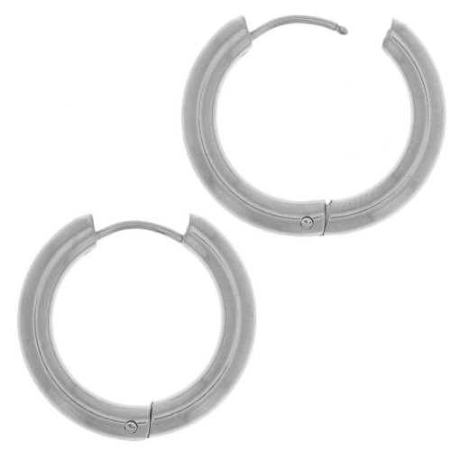 Créoles rondes 20 mm - Fil 3 mm - Acier inoxydable 304L x20