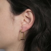 Créoles rectangle 25x15 mm - Acier inoxydable 304L Doré x2