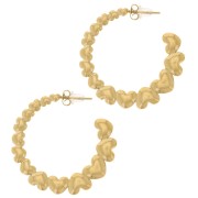 Créoles rondes avec des coeurs 35 mm - Acier inoxydable 316L Doré x2