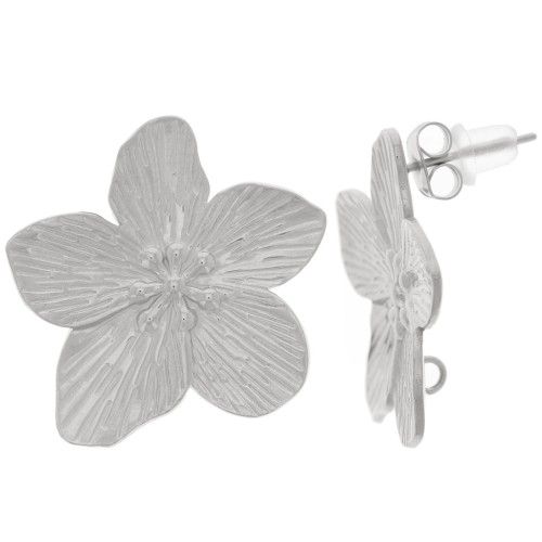 Clous d'oreilles fleur de cerisier 24 mm - anneau ouvert - Acier inox 304L x2