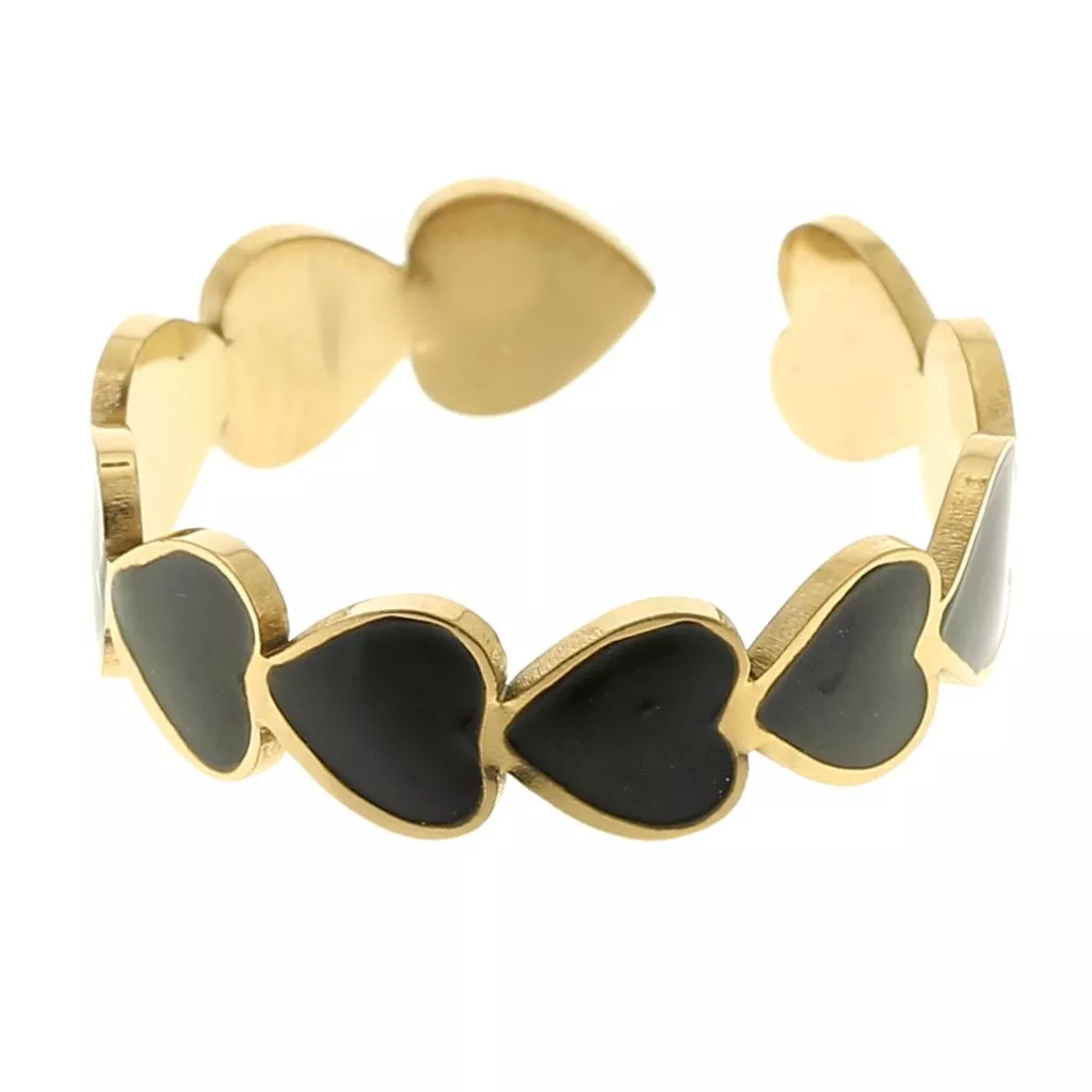 Bague Femme Cœur Rythme Cardiaque - Acier Inoxydable Plaqué Or - Taille 59 (USA 9) - Budget Beauté