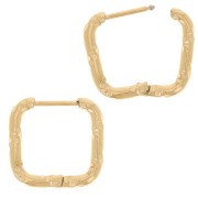 Créoles carrées martelées 14x14 mm - Acier inoxydable 304L Doré x2