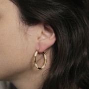 Créoles rondes 30 mm avec résine époxy - Acier inox 304L Doré - Rose clair x2