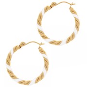 Créoles rondes torsadées 25 mm avec résine époxy - Acier inox 304L Doré - Blanc x2|raw }}