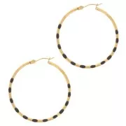 Créoles rondes 40.5 mm avec résine époxy - Acier inox 304L Doré - Noir x2