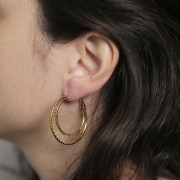 Créoles rondes  double fil 36 mm - Acier inoxydable 304L Doré x2