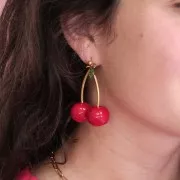 Clous d'oreilles boule 4 mm - anneau perpendiculaire - Acier inox 303L Doré x2