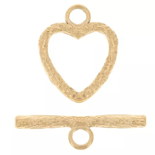 Fermoir T coeur martelé 17x13.5 mm - Acier inoxydable 304L Doré x1