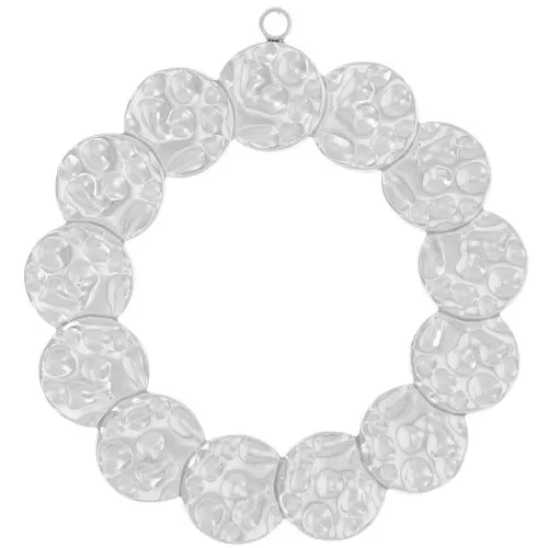 Pendentifs ronds martelés 35 mm - Acier inoxydable 304L x2