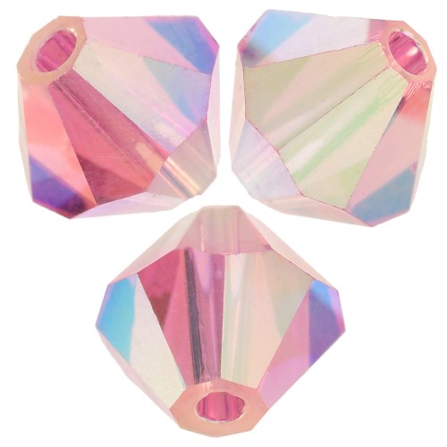 Perles toupies Preciosa - Rondelle Bead 6 mm - Rose AB 2X x12