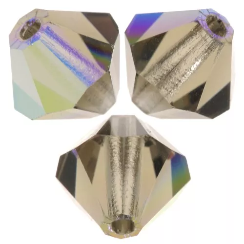 Perles toupies Preciosa - Rondelle Bead 6 mm - Black Diamond Glitter x12