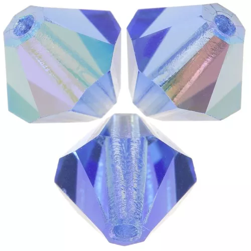 Perles toupies Preciosa - Rondelle Bead 6 mm - Sapphire Glitter x12