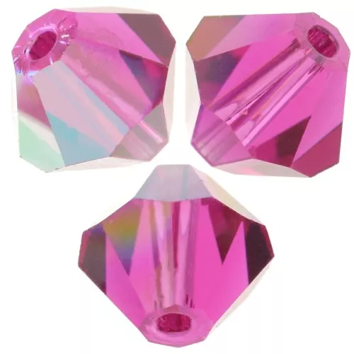 Perles toupies Preciosa - Rondelle Bead 6 mm - Fuchsia Glitter x12