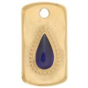 Pendentif rectangle 20x11mm avec goutte résine époxy - Doré à l'or fin - Bleu x1|raw }}