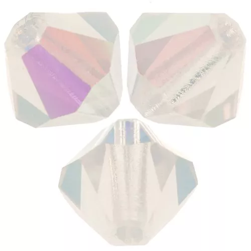 Perles toupies Preciosa - Rondelle Bead 6 mm - White Opal Glitter x12