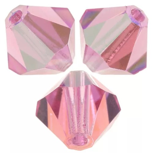 Perles toupies Preciosa - Rondelle Bead 6 mm - Rose Glitter x12