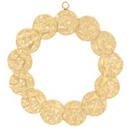 Pendentifs ronds martelés 35 mm - Acier inoxydable 304L Doré x2