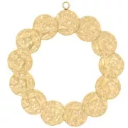 Pendentifs ronds martelés 35 mm - Acier inoxydable 304L Doré x2