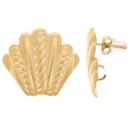 Clous d'oreilles coquillage effet torsadé 21x23 mm - Acier inoxydable 304L Doré x2|raw }}