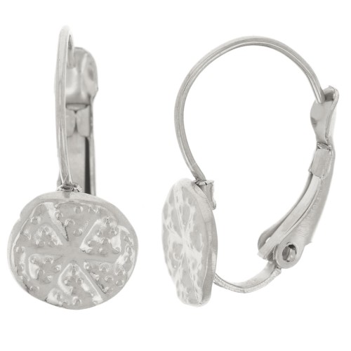 Dormeuses 17 mm - motif Sand dollar irrégulier - Acier inoxydable 304L x2