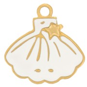 Breloque coquillage 10x10 mm - résine époxy - Acier inox 316L Doré - Ivoire x1|raw }}