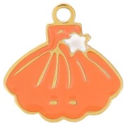Breloque coquillage 10x10 mm - résine époxy - Acier inox 316L Doré - Corail x1