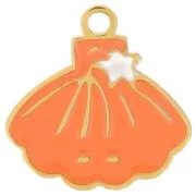 Breloque coquillage 10x10 mm - résine époxy - Acier inox 316L Doré - Corail x1