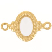 Intercalaire ovale 22x13 mm avec résine époxy - Acier inox 304L Doré - Ivoire x1|raw }}