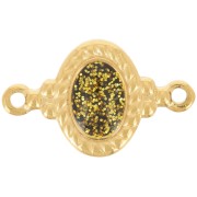 Intercalaire ovale 22x13 mm résine époxy - Acier inox 304L Doré - Vert pailleté x1|raw }}