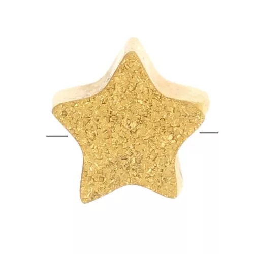 Perle plate étoile 4.5 mm effet diamanté - Acier inoxydable 304L Doré x1