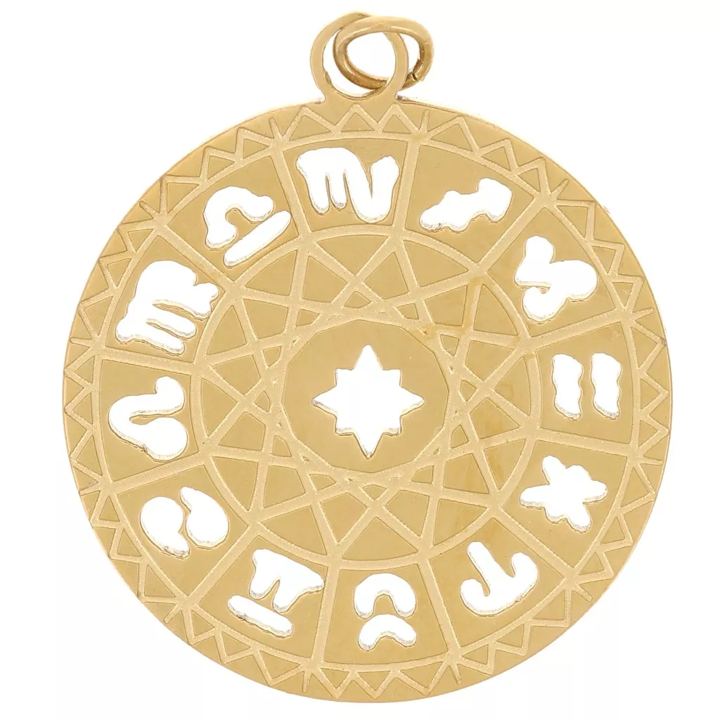 Pendentif rond médaille 18 mm Signes du zodiaque Acier