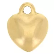 Breloque coeur bombé 12x10 mm - Acier inoxydable 304 Doré x1
