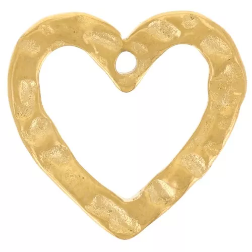 Breloques coeurs martelés 13x13.5 mm - Acier inoxydable 316L Doré x2