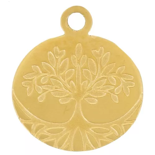 Breloque arbre de vie 11x10 mm - Acier inoxydable 316L Doré x1