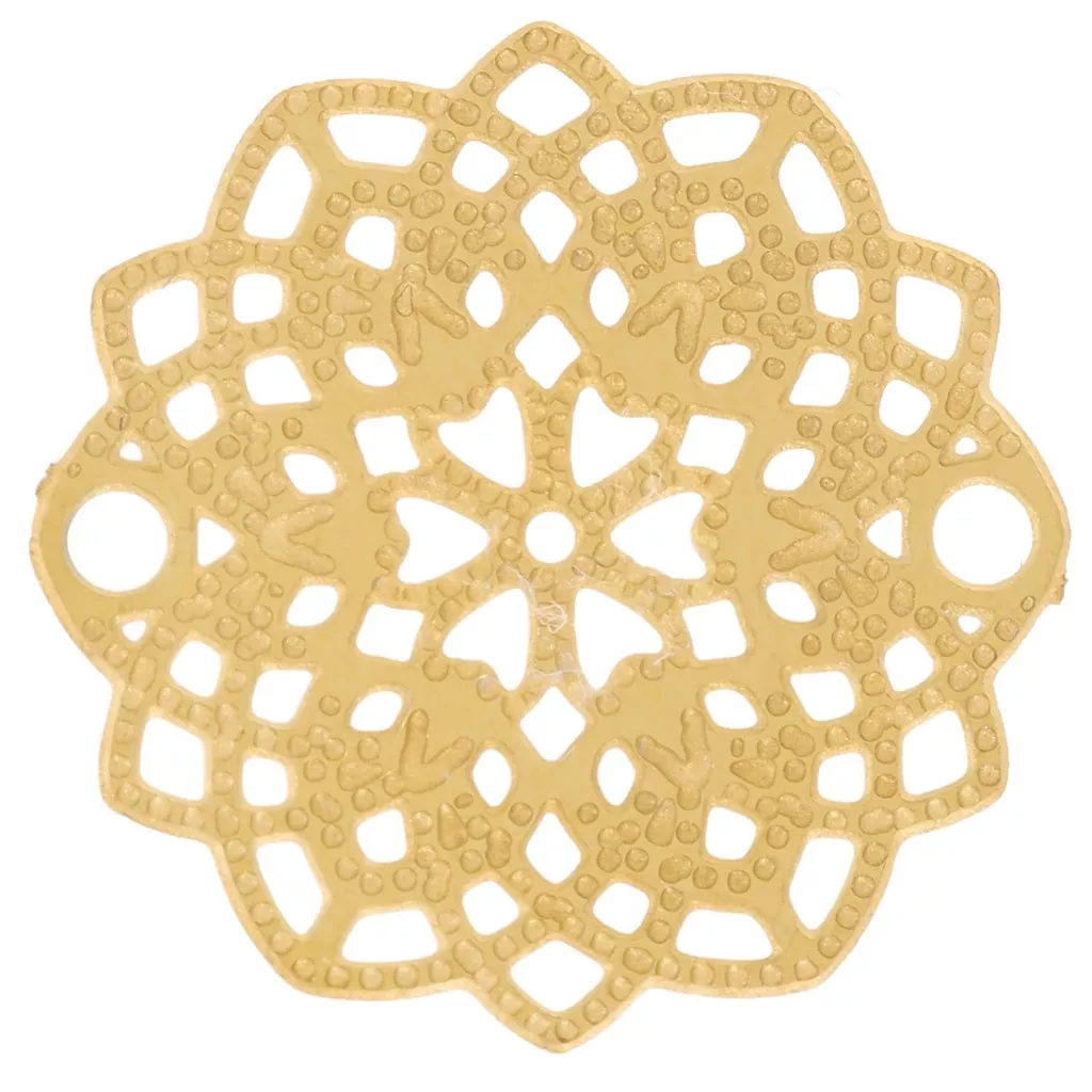 Broche Vintage Fleur Et Feuille - Métal Argenté Ajouré Texturé - Bijou Ancien