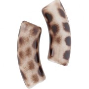 Perles tube incurvé 35x11 mm en acrylique opaque - Motif Léopard tacheté x6