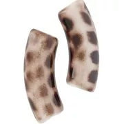 Perles tube incurvé 35x11 mm en acrylique opaque - Motif Léopard tacheté x6