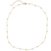 Tour de cou maille Forçat limée et petites boules 3mm - Acier inox 304L Doré x46cm|raw }}