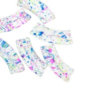 Perles tube incurvé en acrylique transparente 35x11 mm - Tacheté Bleu - Rose x6|raw }}
