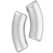 Perles tube incurvé en acrylique opaque 35x11 mm - Argenté mat x6