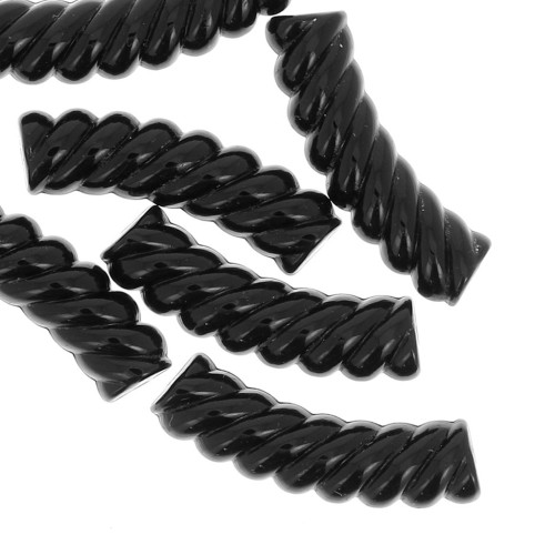 Perles tube incurvé torsadé 32x8 mm en acrylique opaque - Noir x6