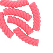 Perles tube incurvé torsadé 32x8 mm en acrylique opaque - Rose fluo x6