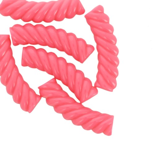 Perles tube incurvé torsadé 32x8 mm en acrylique opaque - Rose fluo x6