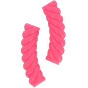 Perles tube incurvé torsadé 32x8 mm en acrylique opaque - Rose fluo x6