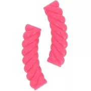 Perles tube incurvé torsadé 32x8 mm en acrylique opaque - Rose fluo x6