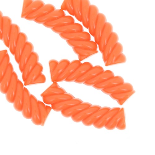 Perles tube incurvé torsadé 32x8 mm en acrylique opaque - Orange fluo x6