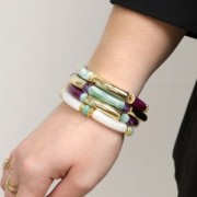 Perles tube incurvé torsadé en acrylique opaque 32x8 mm - Orange fluo x6